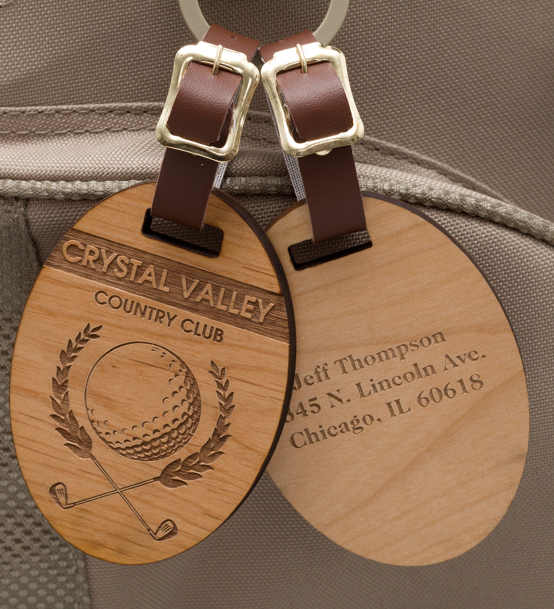 Classic Golfer Personalized Wood Bag Tag